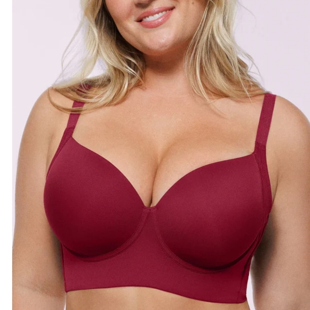 SHAPELLX AirsSlim Back Smoothing Underwire Push-Up Bra. Red. 36C